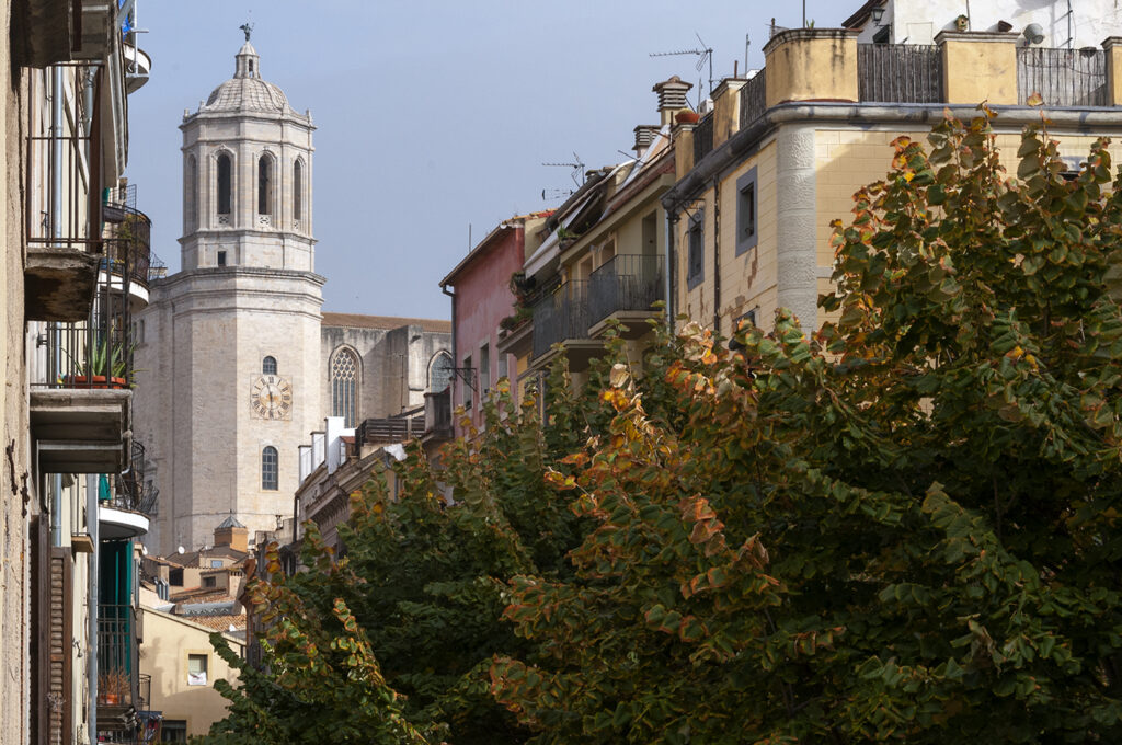 View of Girona Cathedral and the Rambla from Onyar Apartments