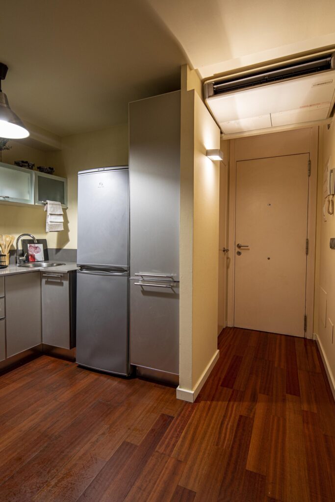 Detail of the entrance and kitchen of the Santa Rosa Apartment